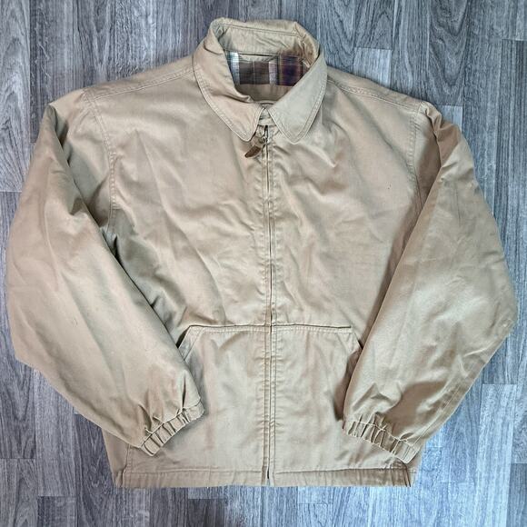 Woolrich Original Outdoorwear Flannel Lined Men's Jacket Dark Khaki Large - Picture 1 of 6